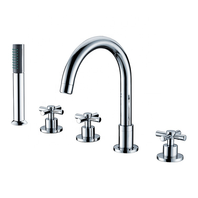 Triple cross handle hot and cold water villa bathtub faucet