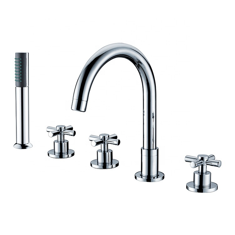 Triple cross handle hot and cold water villa bathtub faucet
