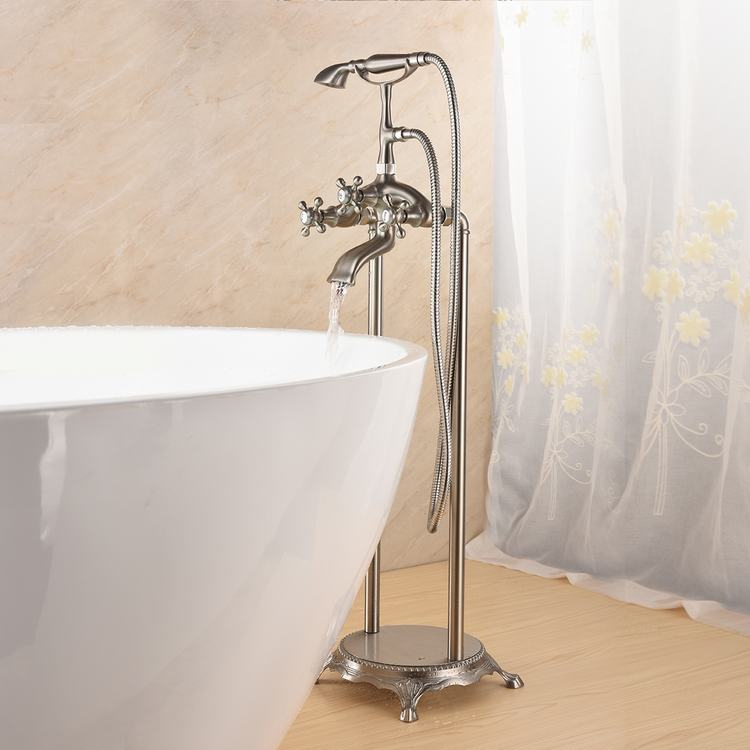 Luxury Floor Mount Bathtub Faucet, Tub Free Standing Bath Tap