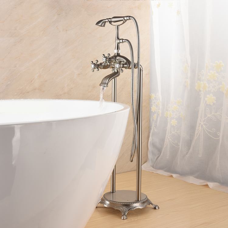 Luxury Floor Mount Bathtub Faucet, Tub Free Standing Bath Tap