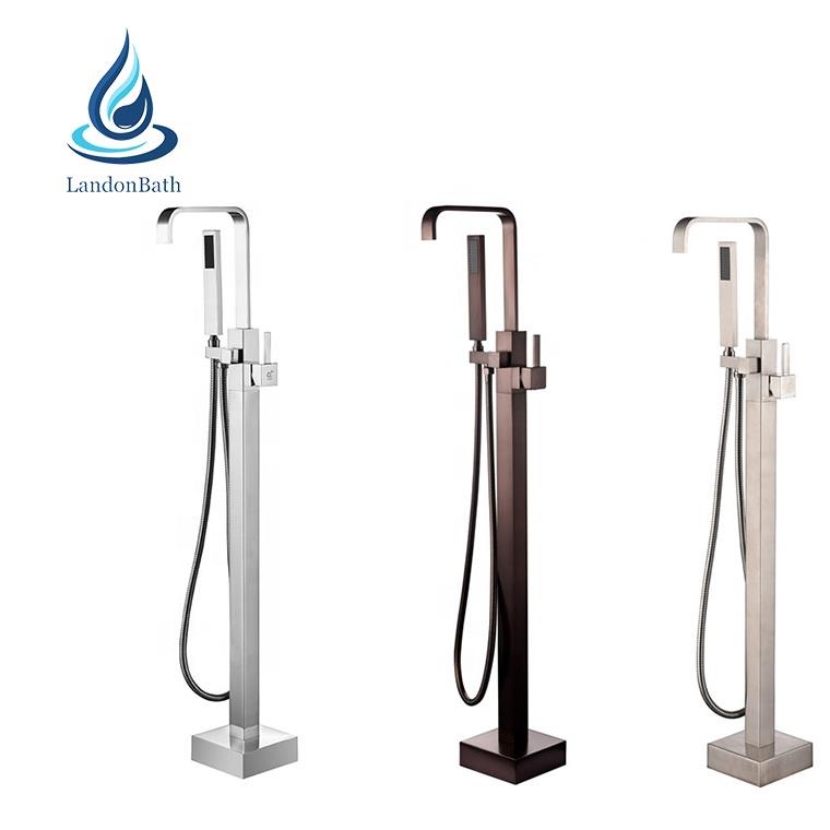 CUPC Watermark Freestanding Bathtub Faucet Floor Standing With Ceramic Valve Shower Mixer Mounted Bath Tub Mount Filler