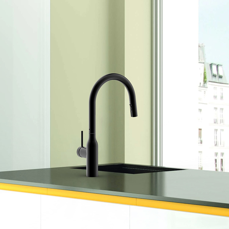 Wholesale Kitchen Faucet Matte Black Single Handle Mixer Tap Pull Down Kitchen Sink Faucet