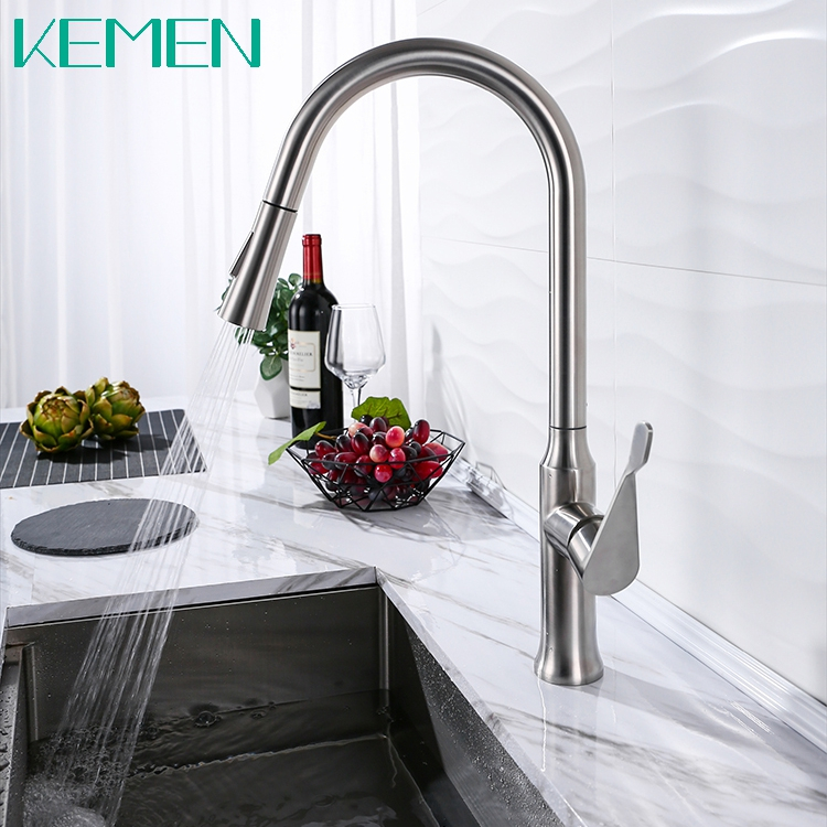 Wholesale Kitchen Sink Mixer Tap 304 Stainless Steel Faucet Pull Down Sprayer Kitchen Shower Faucet