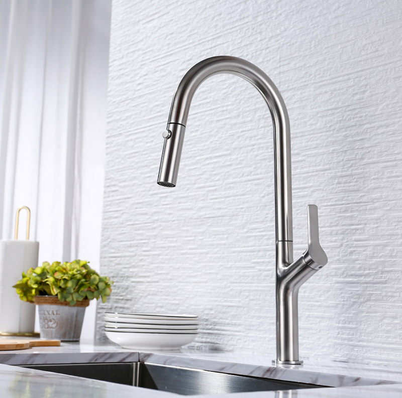 High-end Modern Brushed Stainless Steel 304 Faucet Tap Lead-free Kitchen Mixer Pull-down Kitchen Faucet