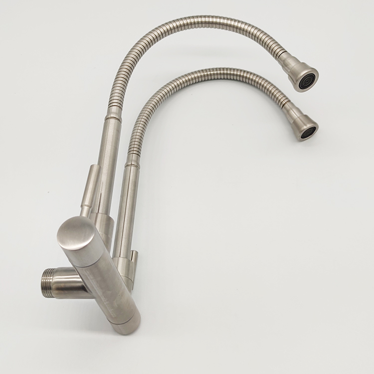 Double Tap 1 in 2 Out Any Degree Rotation Single Cold Water Sink Tap Wall Kitchen Faucet