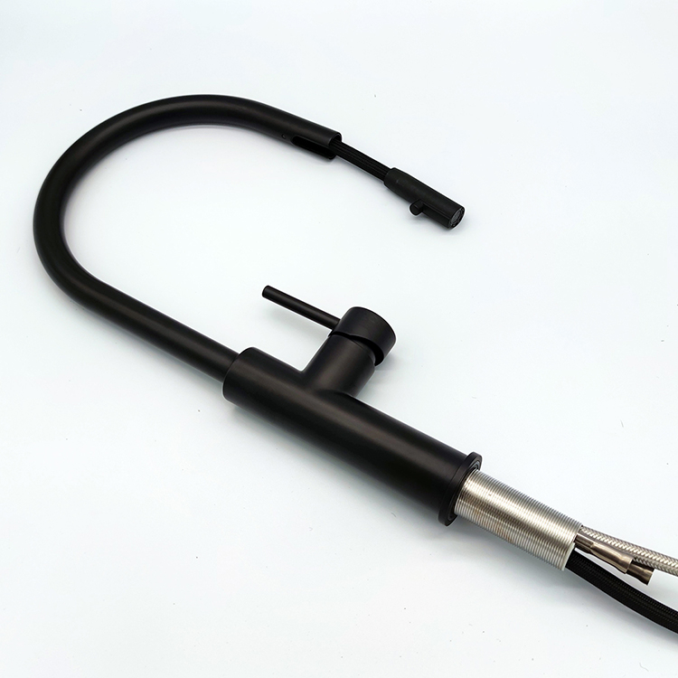 360 Degree Rotation Faucet Single Handle Black Mixer Tap Pull Down Spray Kitchen Faucet