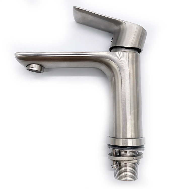 Top Selling Hot Cold Single Handle Water Bathroom Basin Sink Faucet 304 Stainless Steel Brushed Basin Faucet Mixer