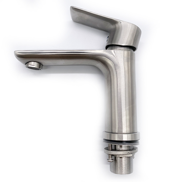 Top Selling Hot Cold Single Handle Water Bathroom Basin Sink Faucet 304 Stainless Steel Brushed Basin Faucet Mixer