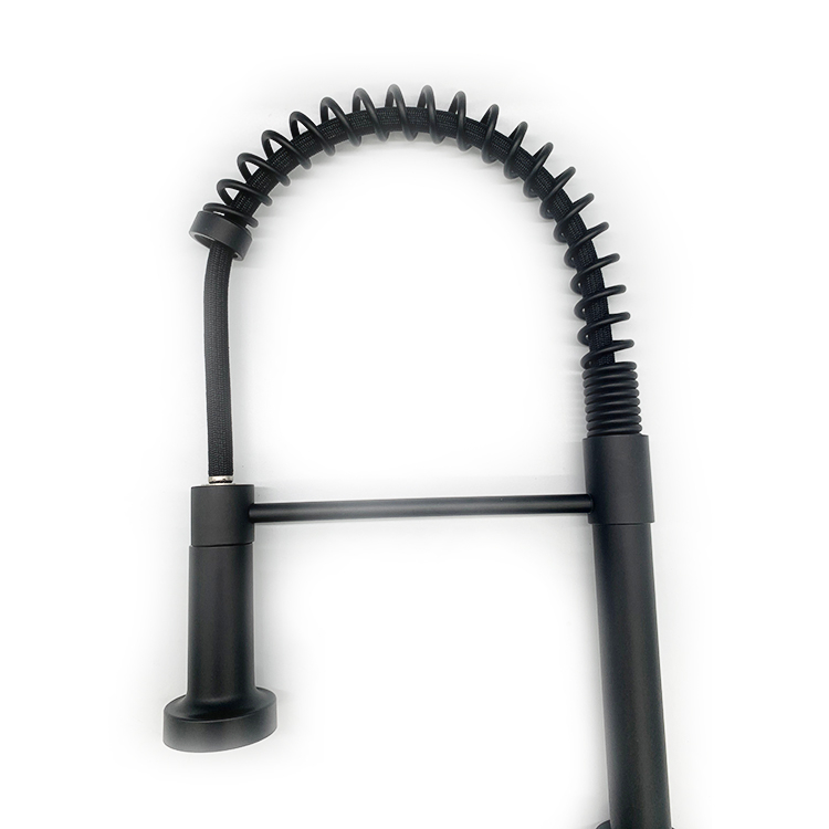 New Product Matte Black Kitchen Faucets Single Handle Pull Down Sprayer Spring Kitchen Sink Faucet