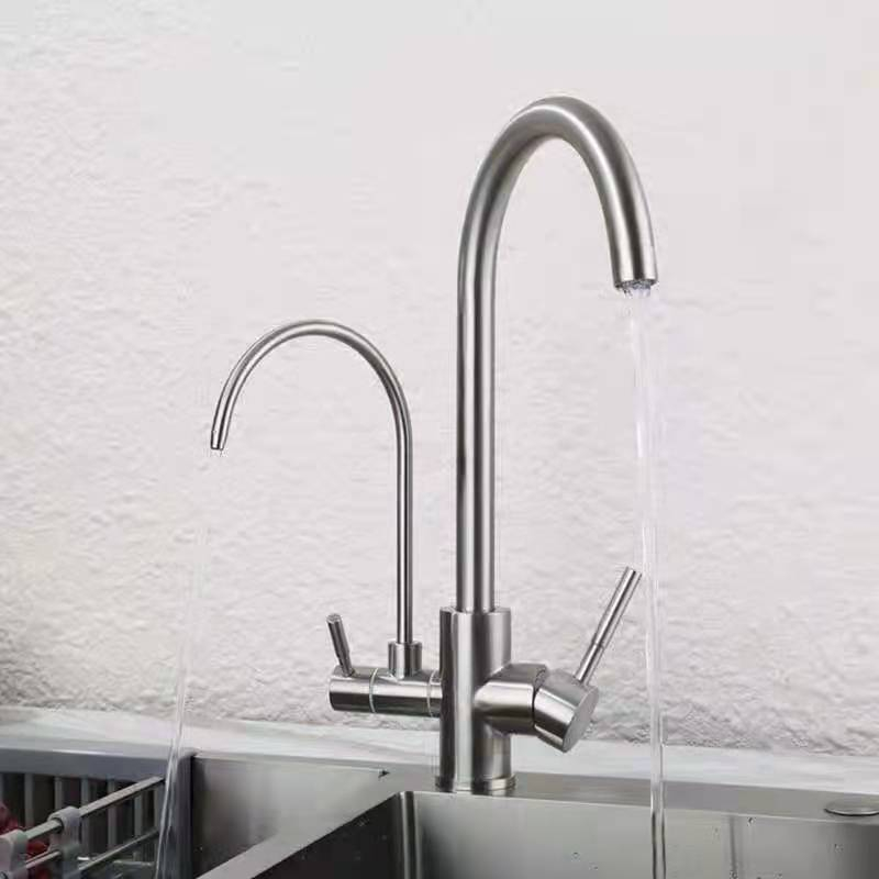 SUS304 Dual Handle Direct Drinking Water Hot Cold Kitchen Faucet 3 Way Water Purifier Faucet