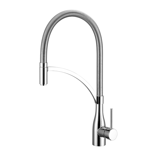 Round Brass Pull Out Sink Kitchen Faucet Mixer 1301008