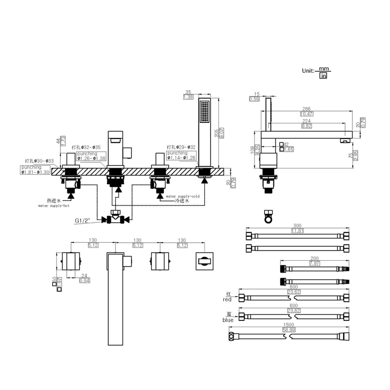 Deck Mounted Bathtub Mixer Faucet DF-05051