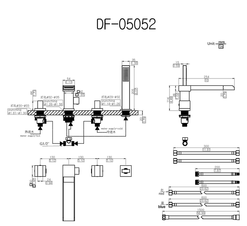 Deck Mounted Bathtub Mixer Faucet DF-05052