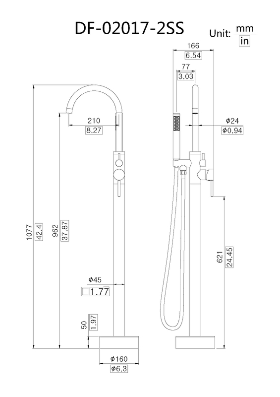 Stainless Steel Freestanding Bathtub Faucet DF-02017-2SS