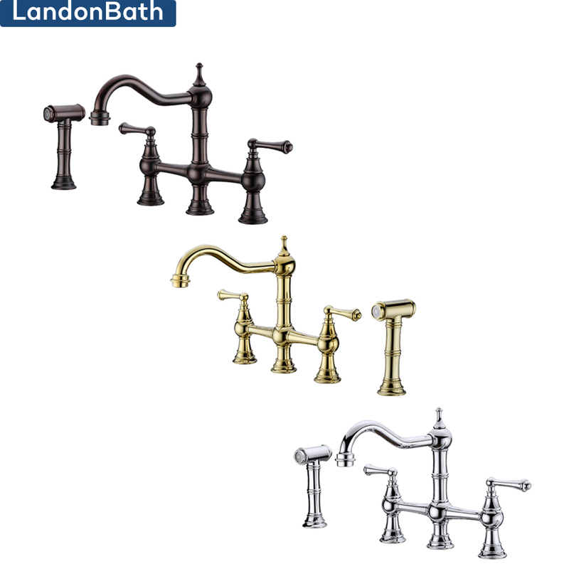 Brass Traditional Bridge Kitchen Faucet Mixer 1301027